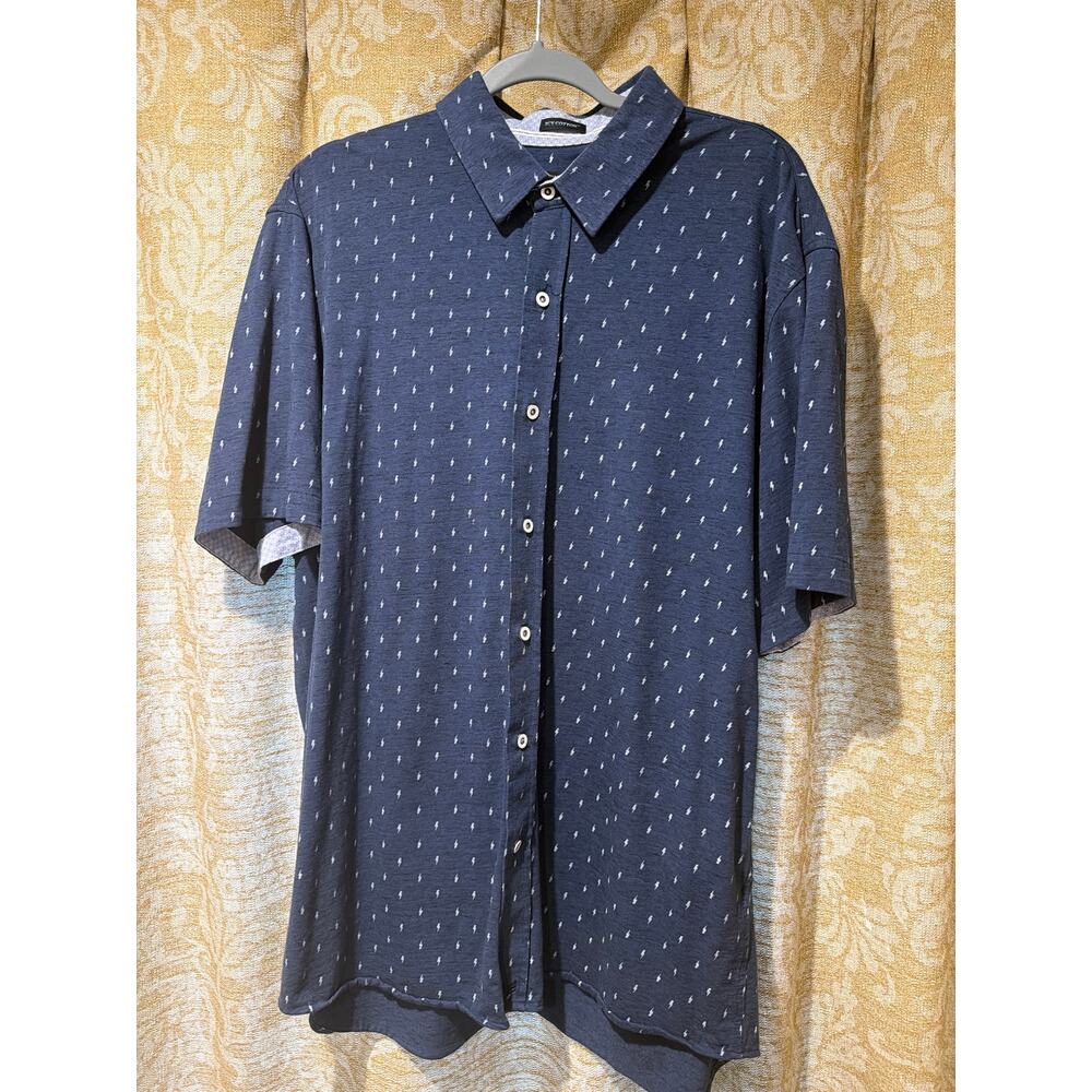 Navy ButterCloth Icy Cotton Buttondown Short Sleeve Shirt XXL Regular Fit